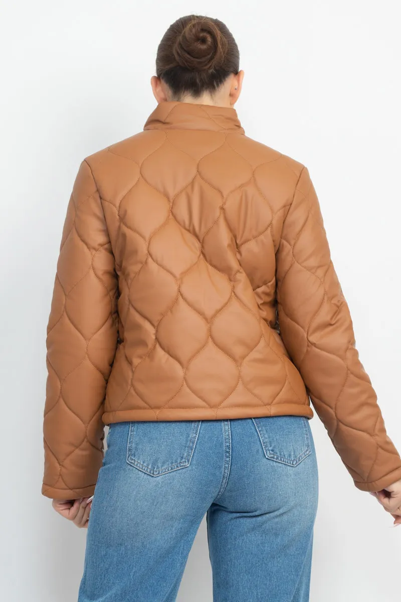 Mock Neck Quilted Jacket - 4 colors