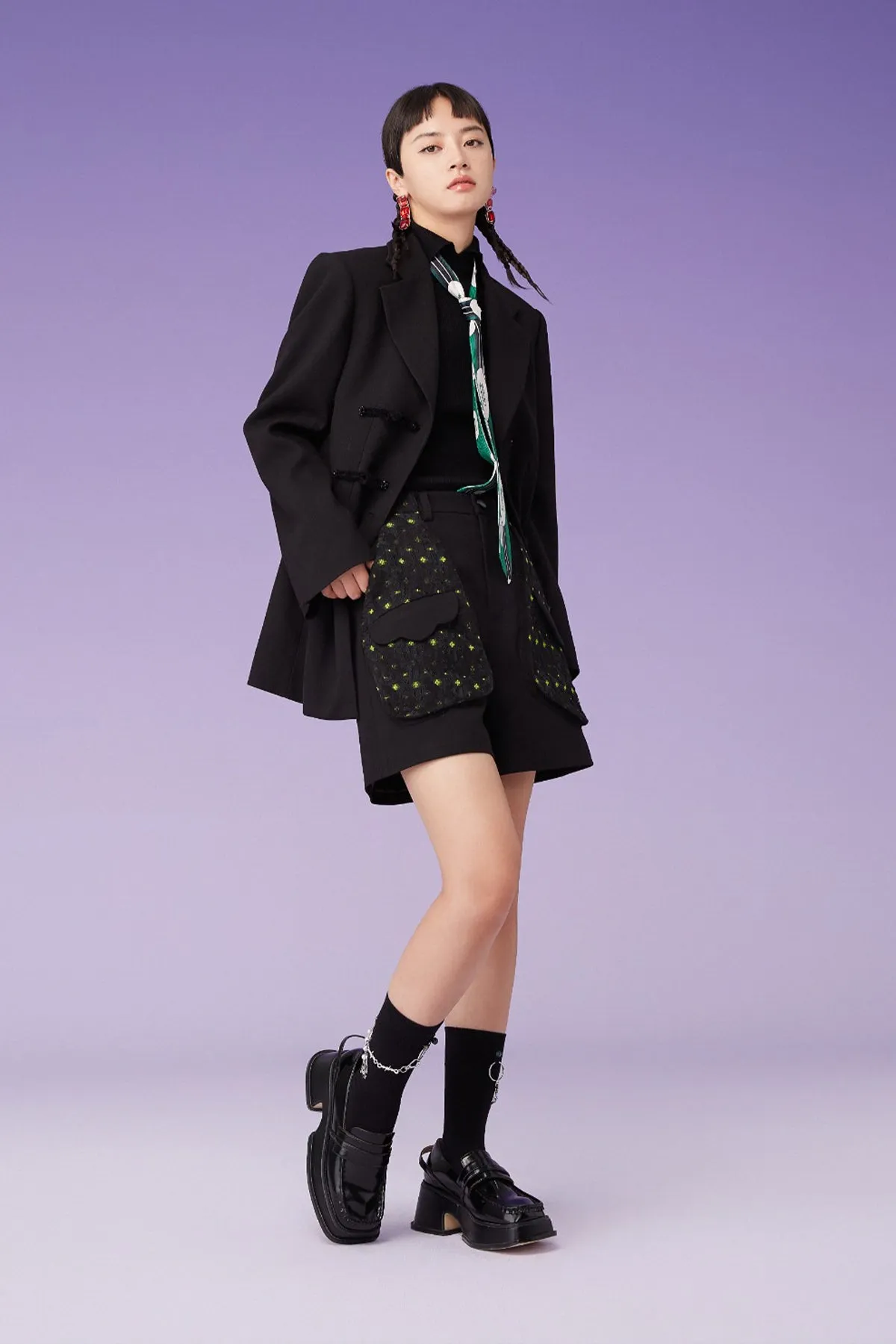 Mukzin | Black Two-Piece Loose Blazer And Vest Set