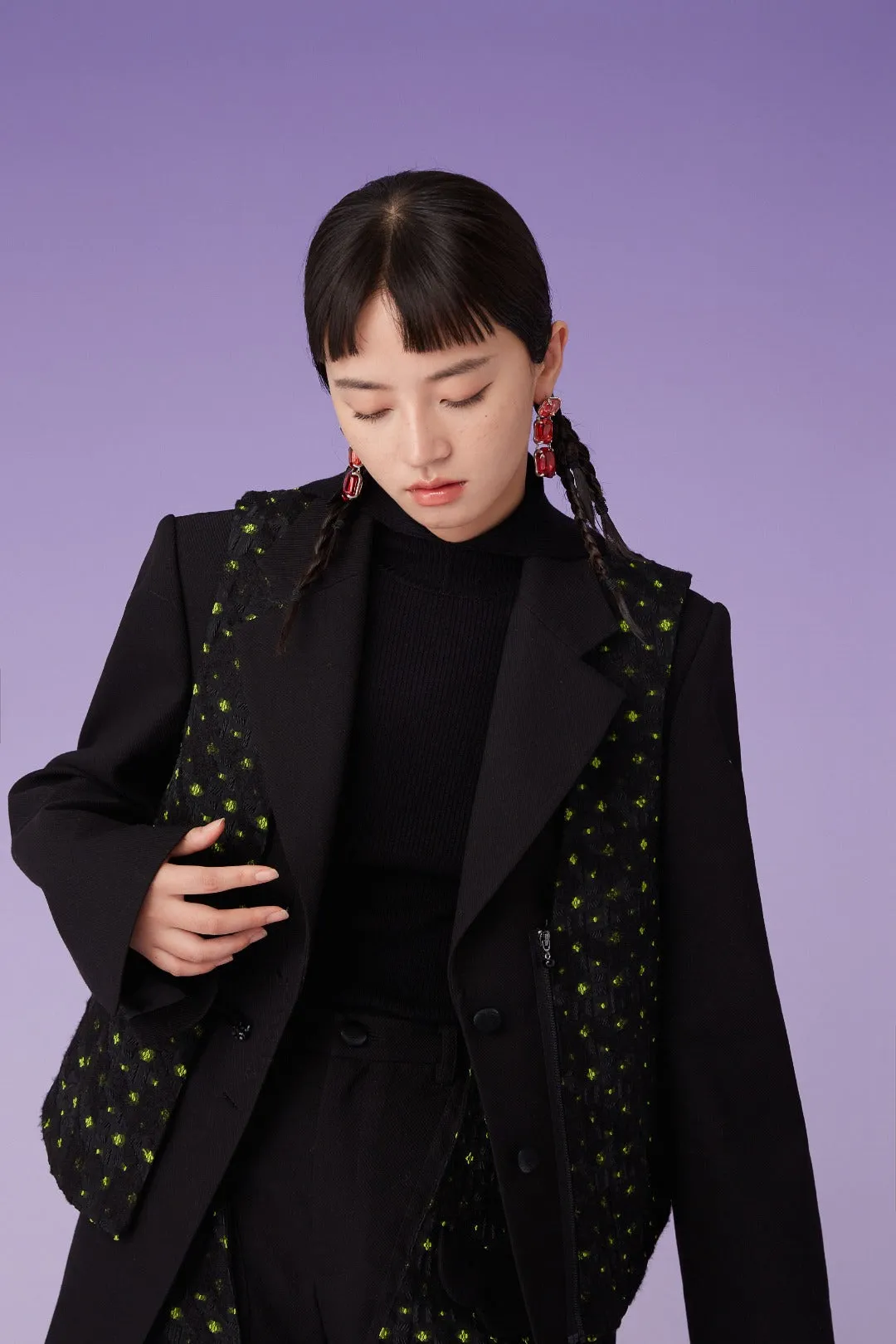 Mukzin | Black Two-Piece Loose Blazer And Vest Set