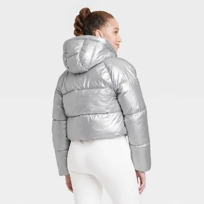 New - All In Motion Women's Cropped Winter Hooded Wind-Resistant Snow Sport Jacket