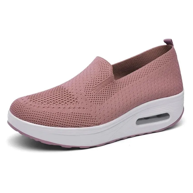 OCW Orthopedic Women Shoes Breathable Mesh up Slip-on Air Cushion Nurse Flat Shoes