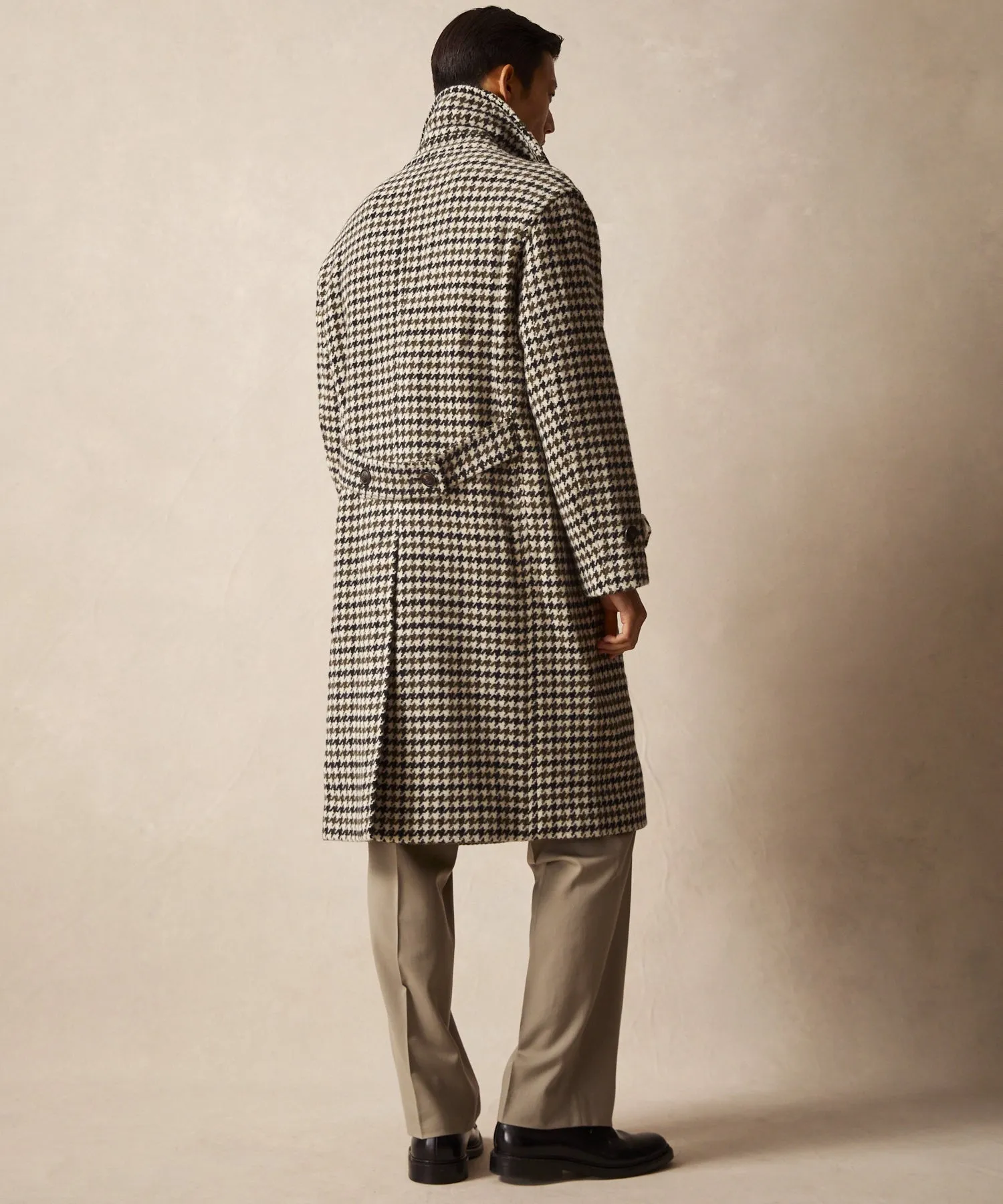 Oversized Houndstooth Topcoat in Cream