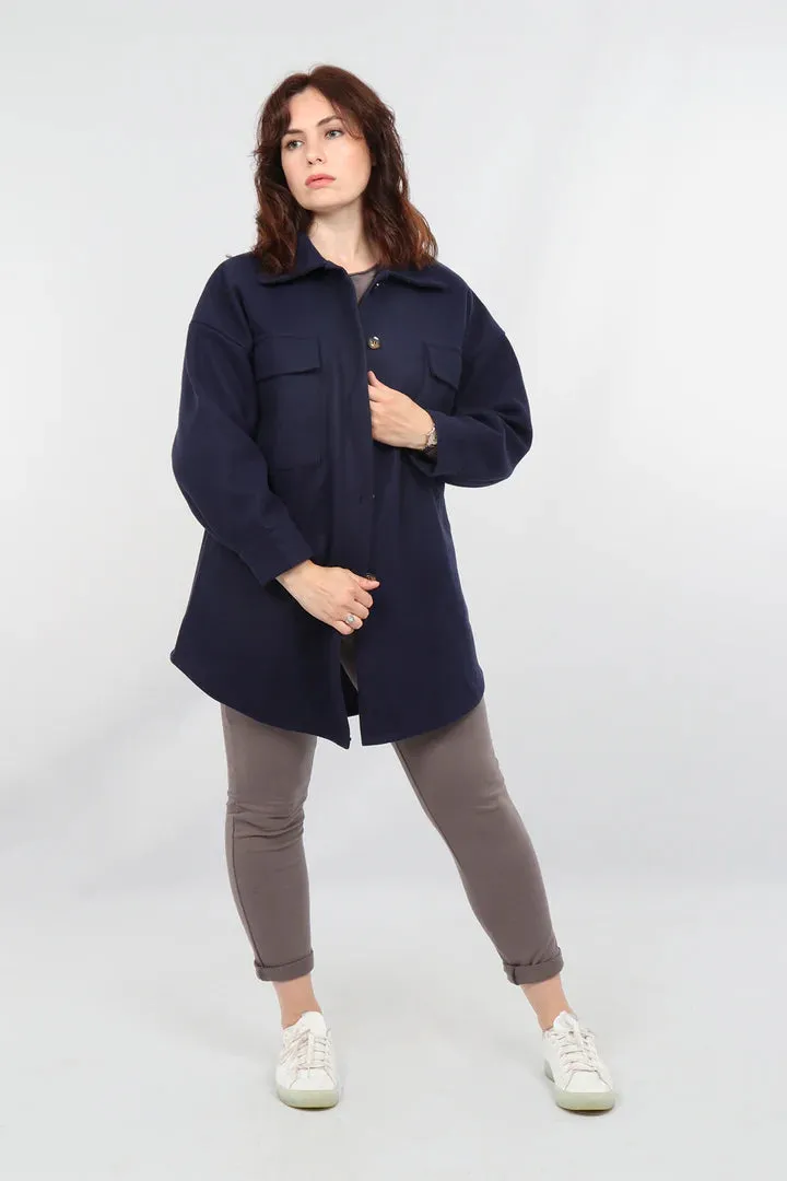 Oversized Shacket - Navy Blue