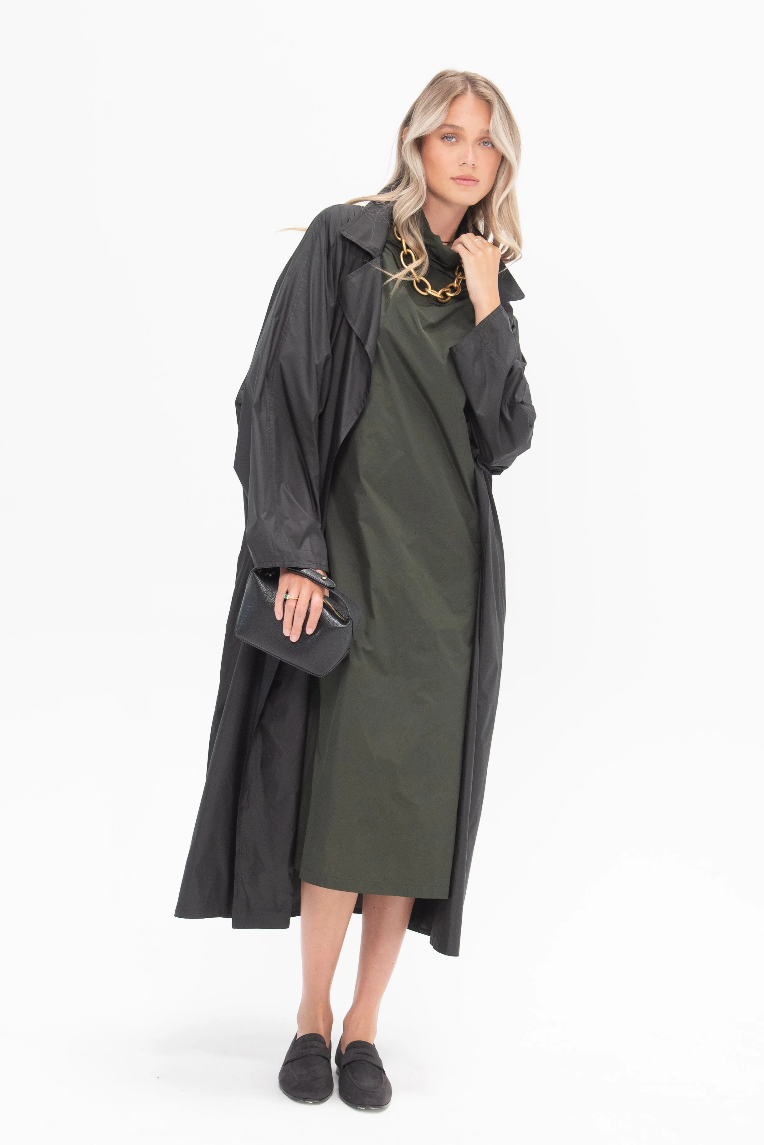 Oversized Trench Coat with Flap, Nerone