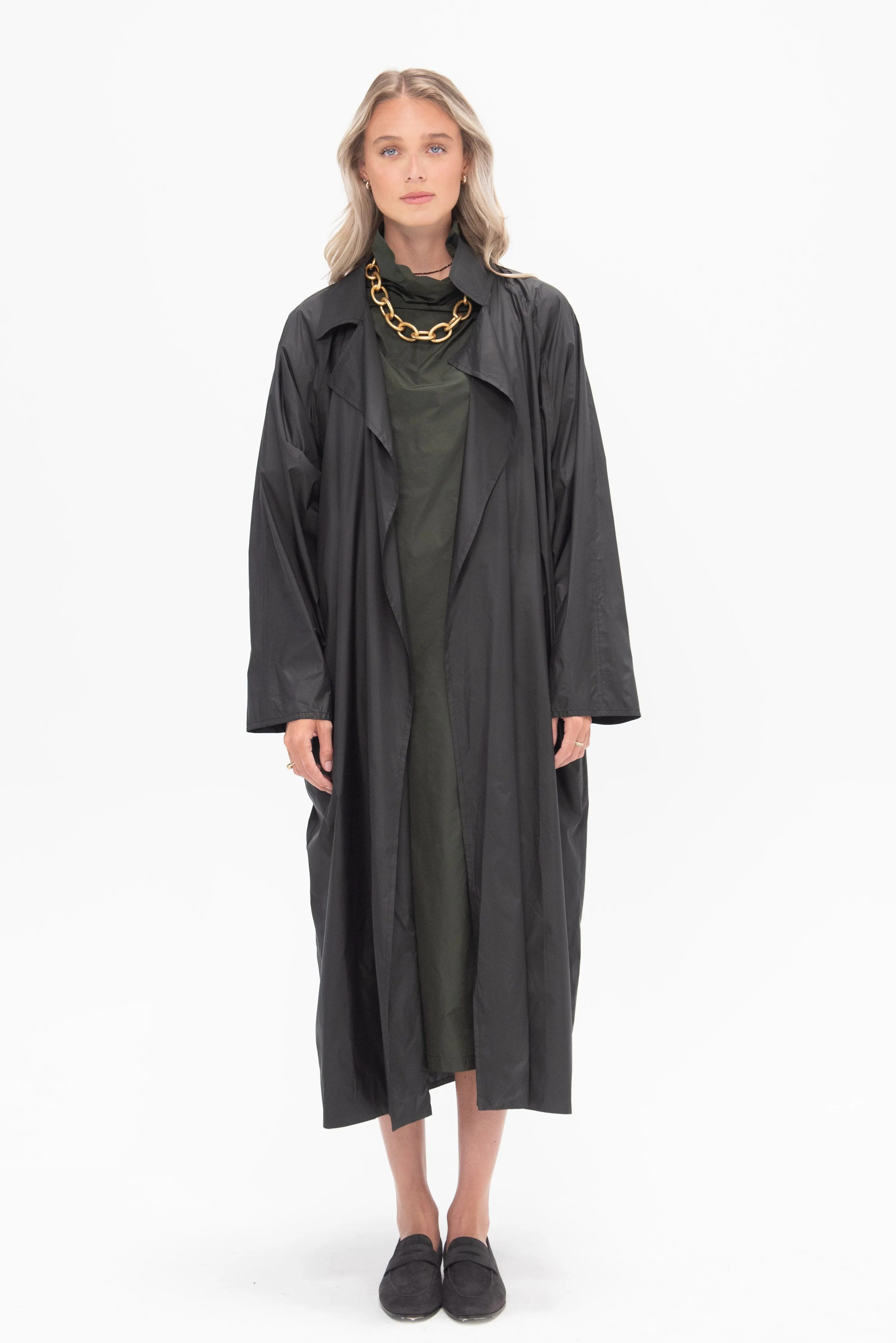 Oversized Trench Coat with Flap, Nerone