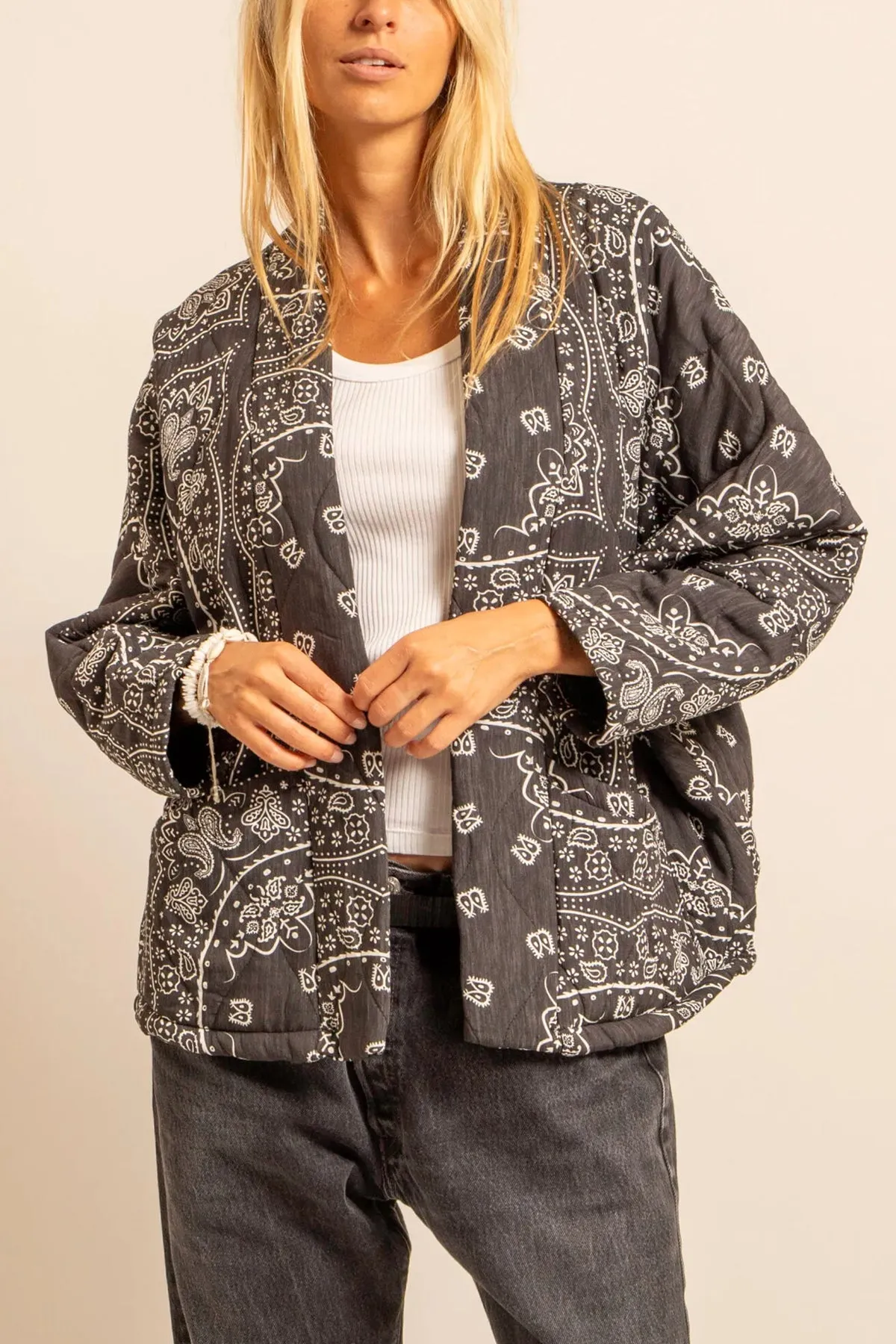 PADDED VISCOSE JACKET "BANDANA" ANTHRAZIT