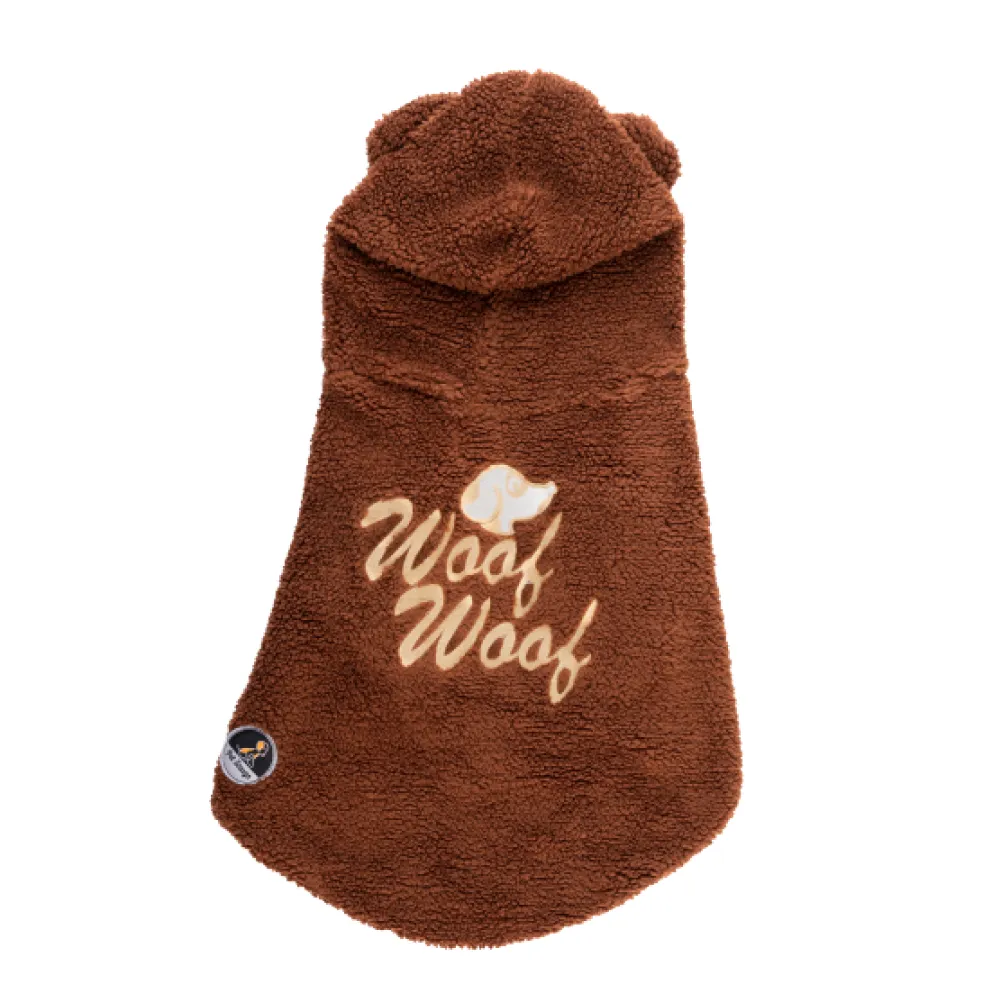 Petsnugs Woof Woof Sweatshirt for Dogs and Cats (Dark Brown)