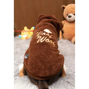 Petsnugs Woof Woof Sweatshirt for Dogs and Cats (Dark Brown)