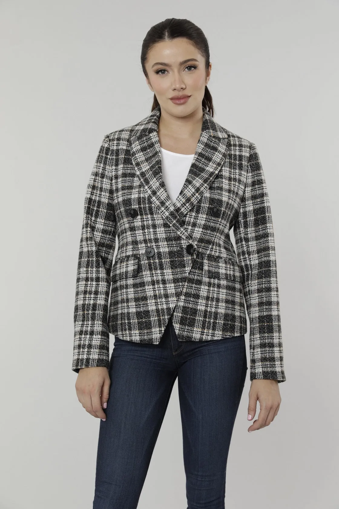 Plaid Double Breasted Blazer