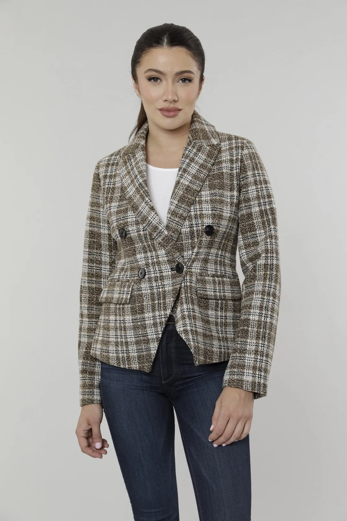 Plaid Double Breasted Blazer