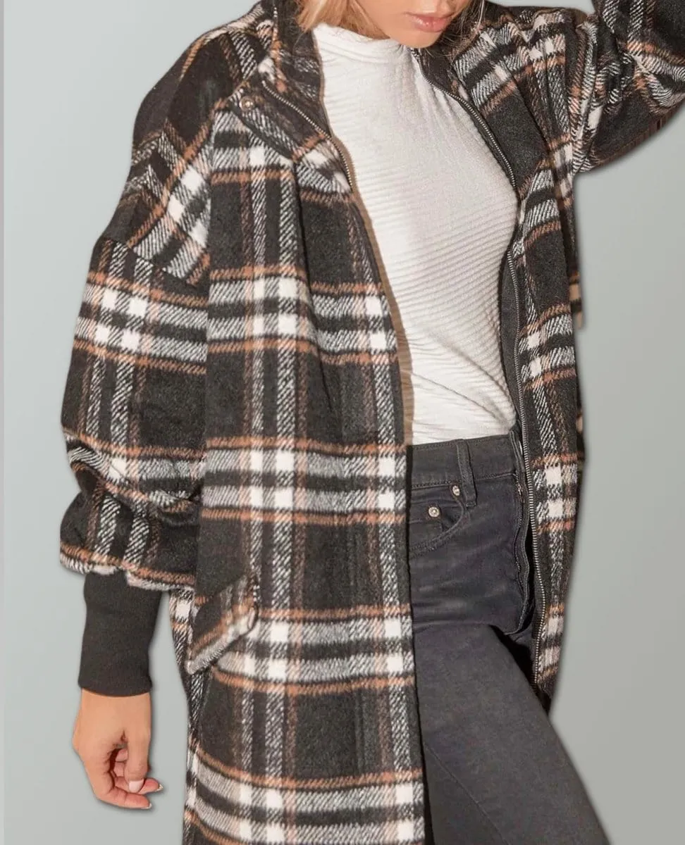 Plaid Times Coat Black Combo