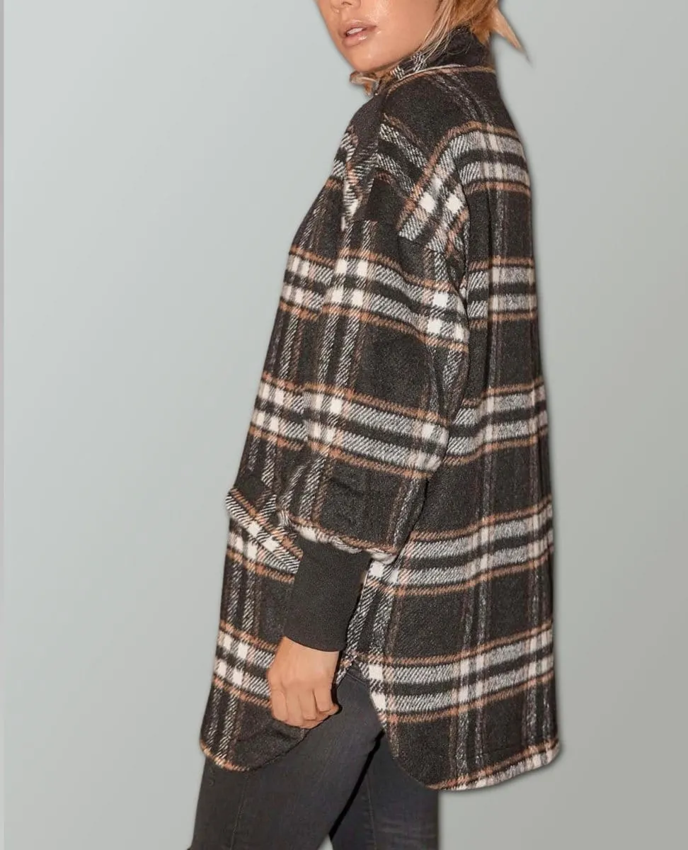 Plaid Times Coat Black Combo