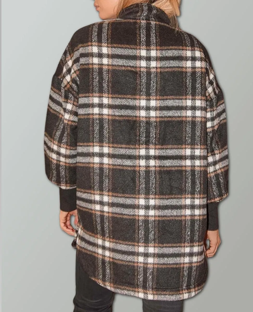 Plaid Times Coat Black Combo