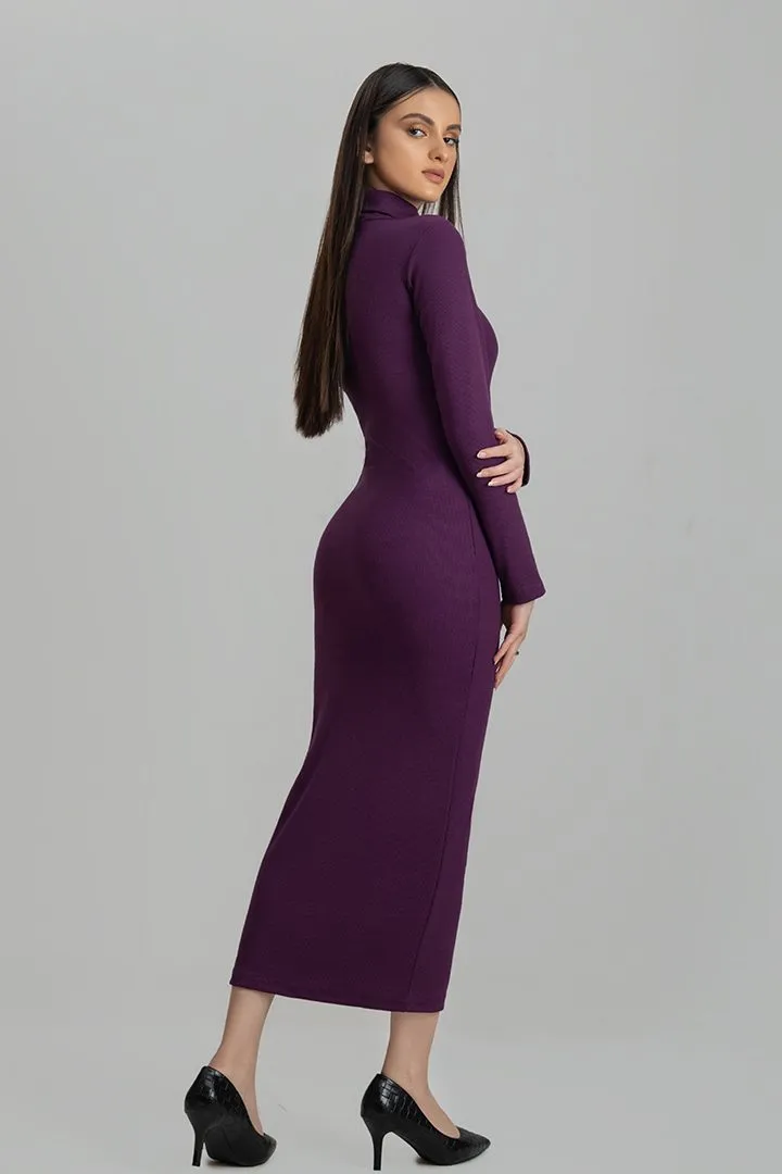 Purple highneck Bodycon dress