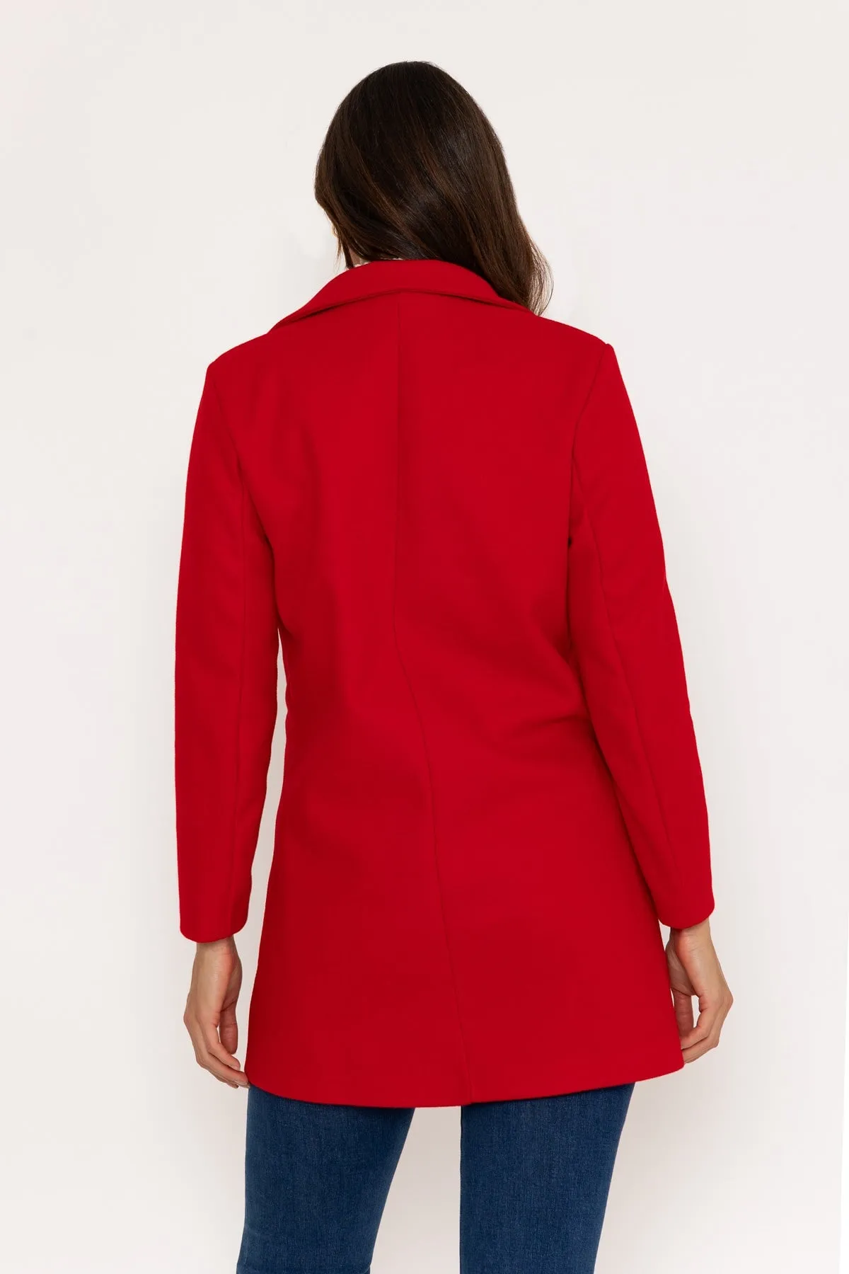 Red One Button Coat