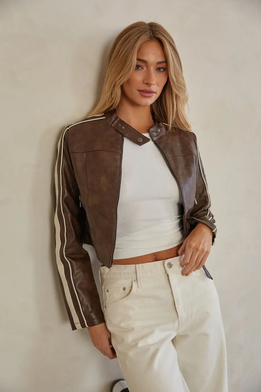 Riley Leather Cropped Jacket