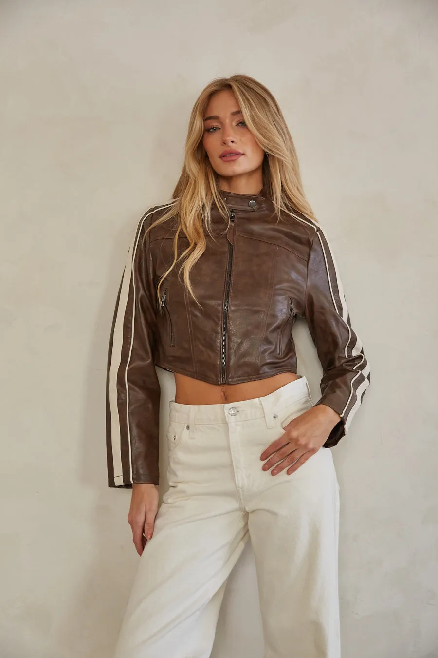 Riley Leather Cropped Jacket