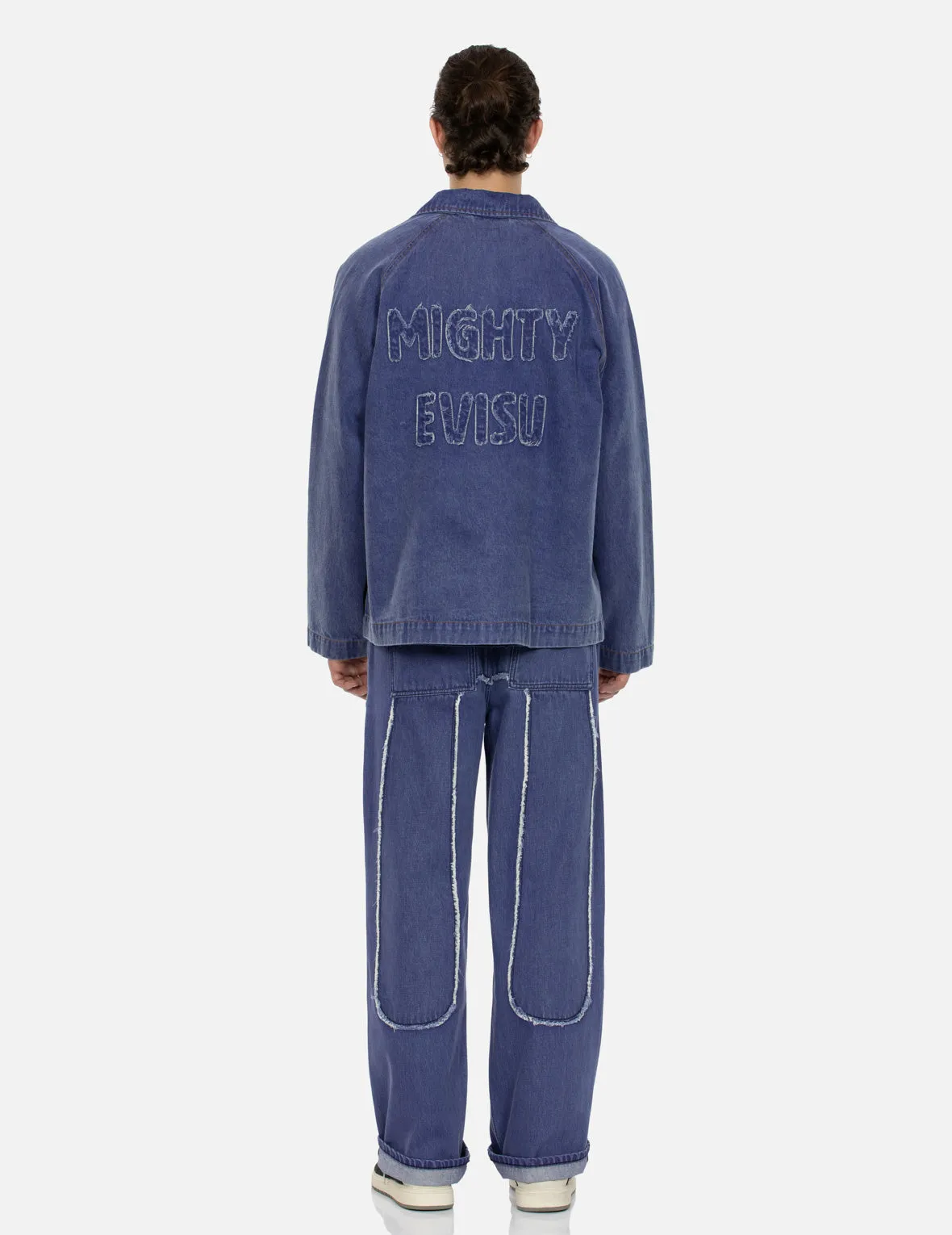 Seagull and Slogan Embroidery Oversized  Denim Coach Jacket