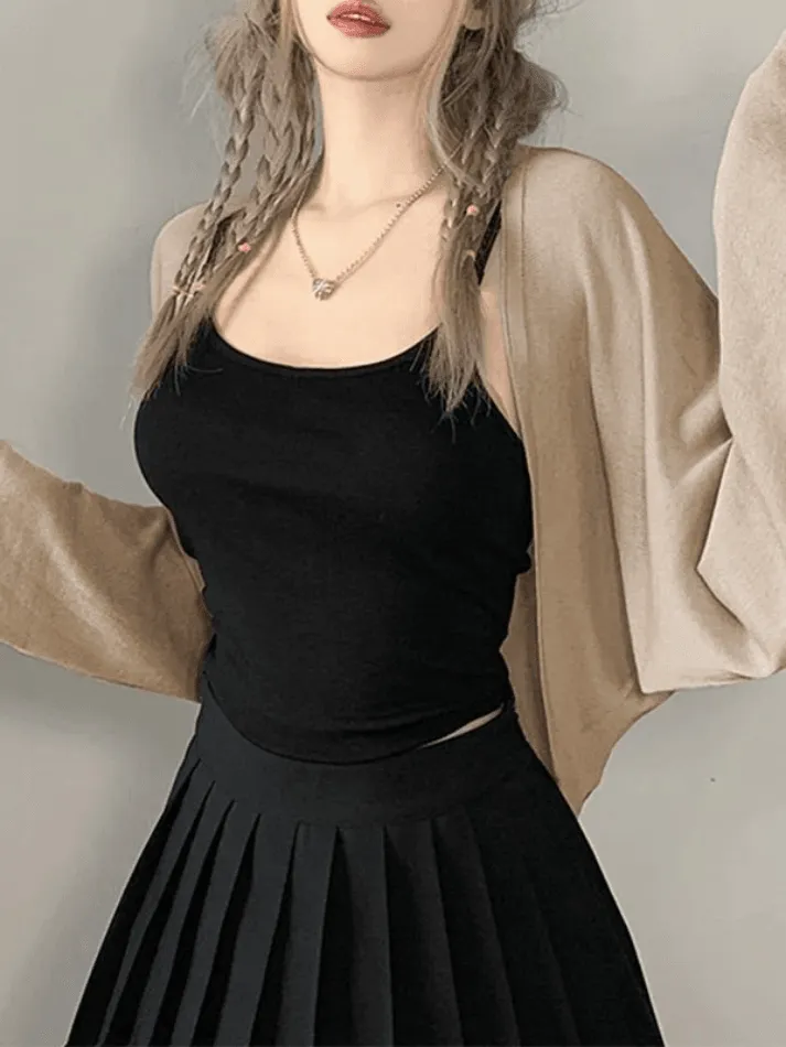 Simple Long Sleeve Cropped Shrug Cardigan