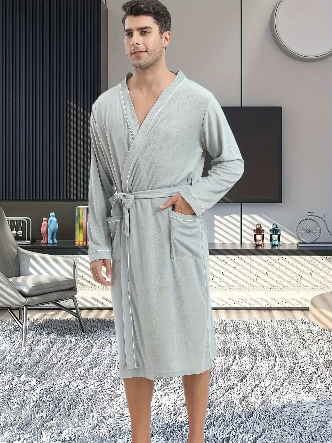 Soft & Cozy Long Length Terry Cloth Bathrobe for Men - Luxurious Middle Weight Robe with Pocket for Spa, Relaxation, and Lounging - Perfect Gift for Him