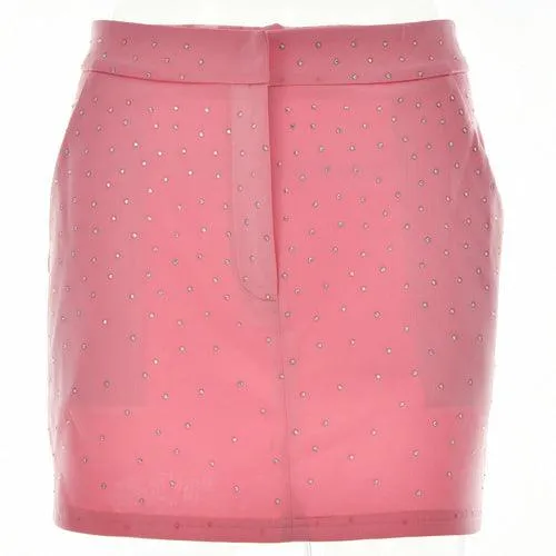 Solid Color Rhinestone Embellished Low-Waisted Bodycon Skirt