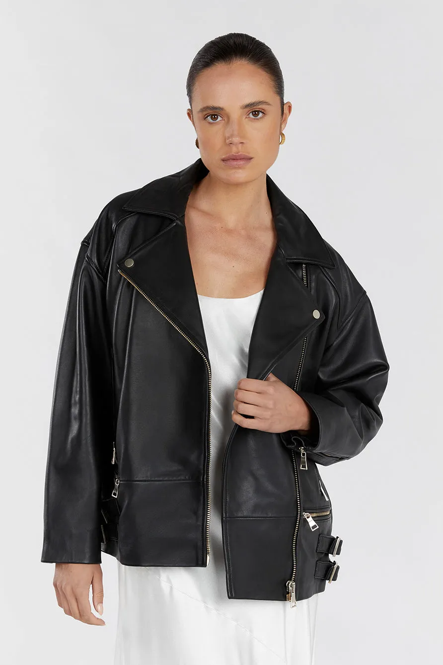 TORI BLACK LEATHER BIKER JACKET