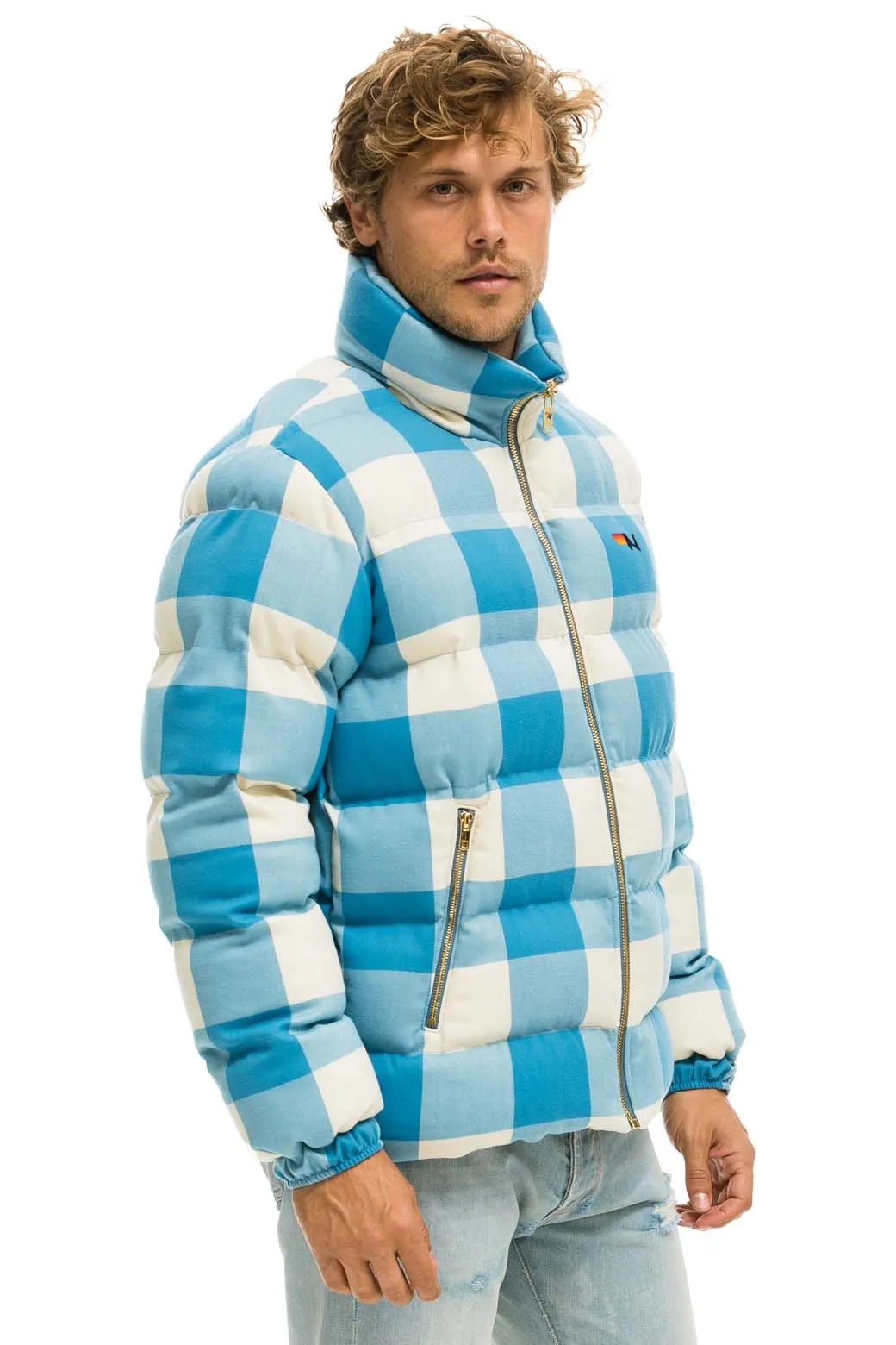 UNISEX PLAID TRAVELER JACKET - SKY PLAID