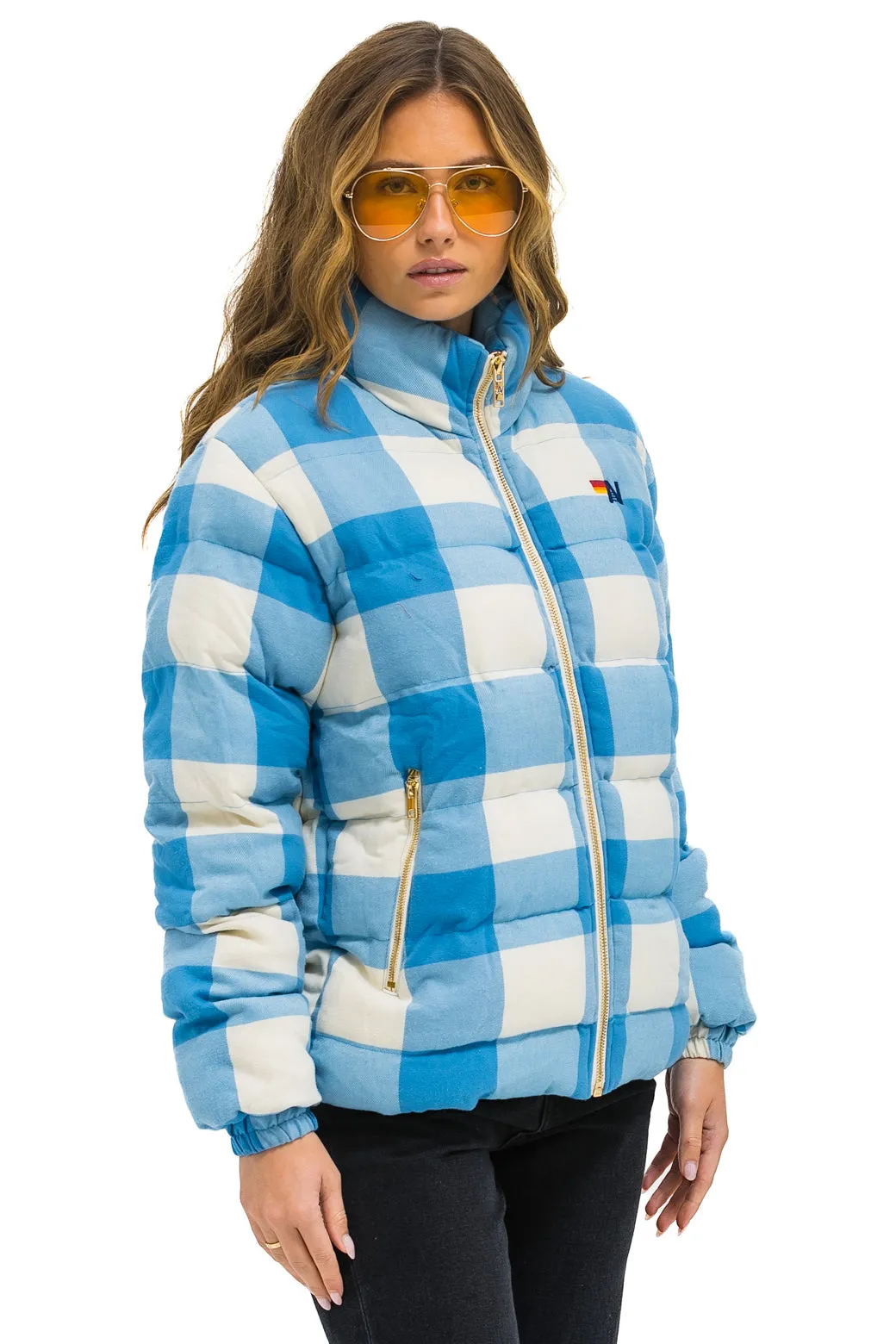 UNISEX PLAID TRAVELER JACKET - SKY PLAID