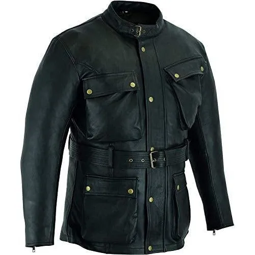 Warrior Gears® Mens Motorcycle Jacket, Premium CE Armour Genuine Nappa Cowhide Leather Bikers Jacket For Riding Touring