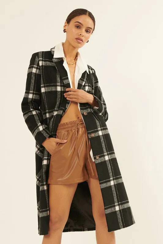 Winston Black Plaid Coat