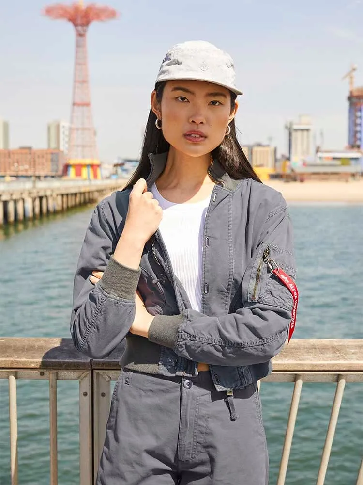 WOMEN'S CROPPED US NAVY DECK HOOKED MOD JACKET